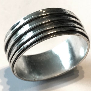 Alternative Rocker Sterling Silver Ring, with Blackened Wires contrast oxidized oxidised black white emo cool wedding punk different Gothic