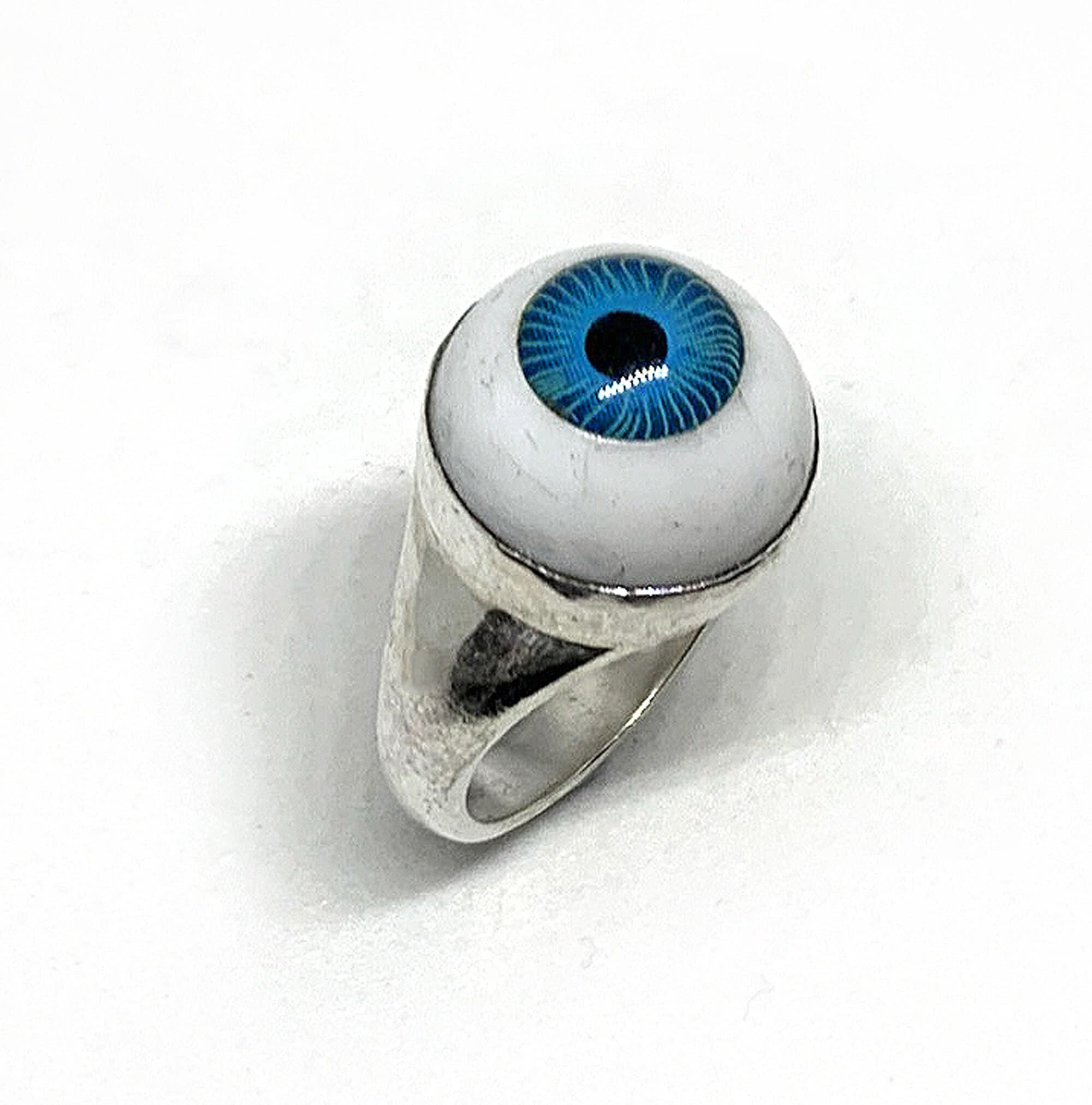 Sterling Silver Small Black CZ Evil Eye Ring, Silver Ring