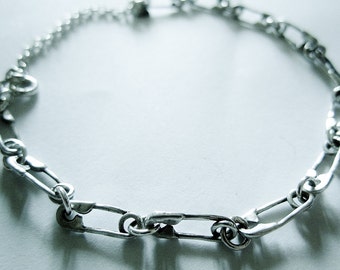 Sterling Silver Punk Safety Pin Bracelet / Necklace, Unity Love, Rocker Style Tattoo Inspired Gothic Alternative Chain, Solidarity movement