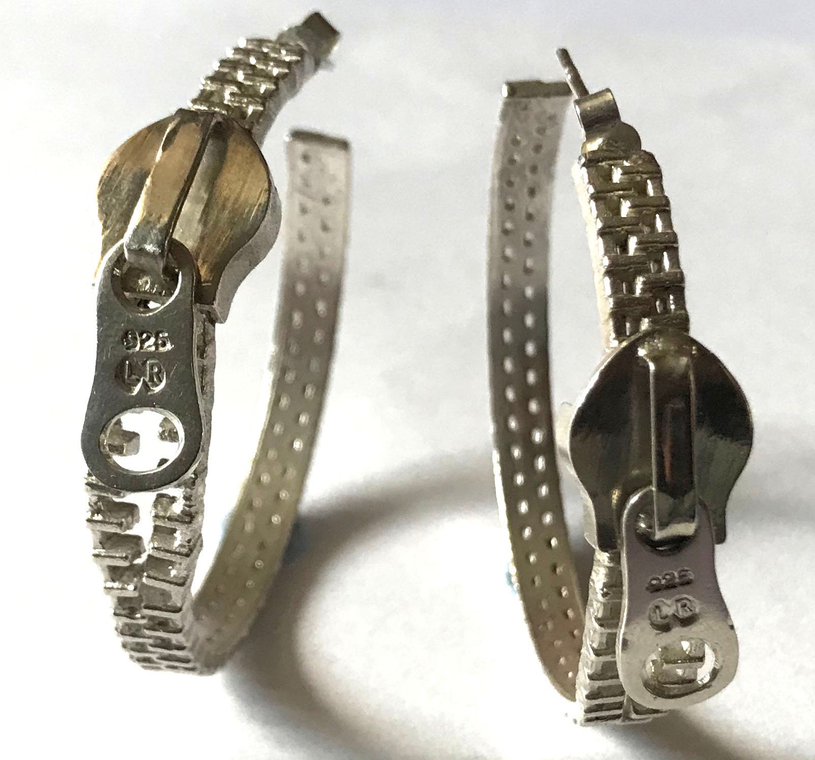 Sterling Silver Punk Rock Zip up Zipper Hoop Earrings! Cyberpunk