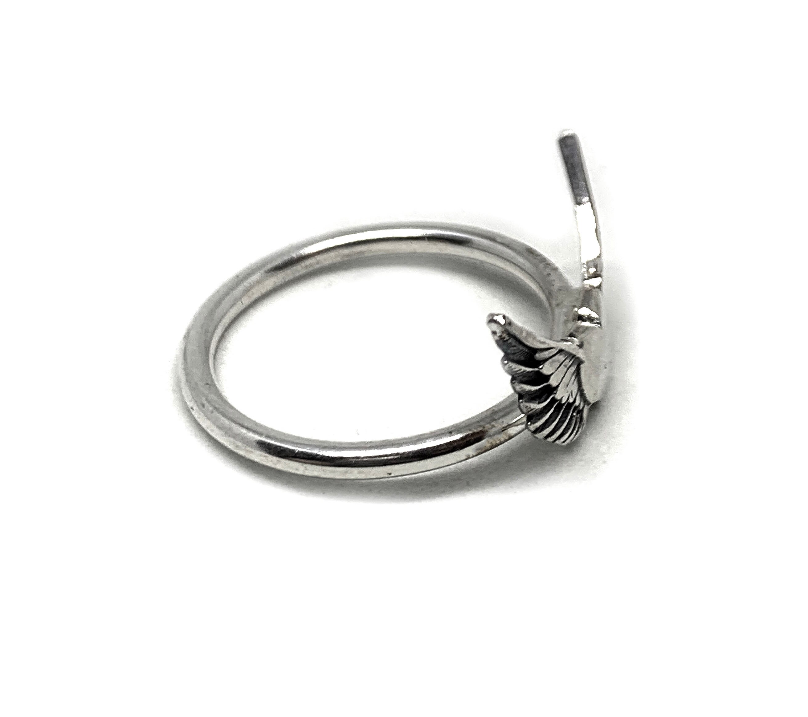 Bague Ailes Cœur D'ange En Argent Sterling - 12 Mm, Neuve Avec étiquettes