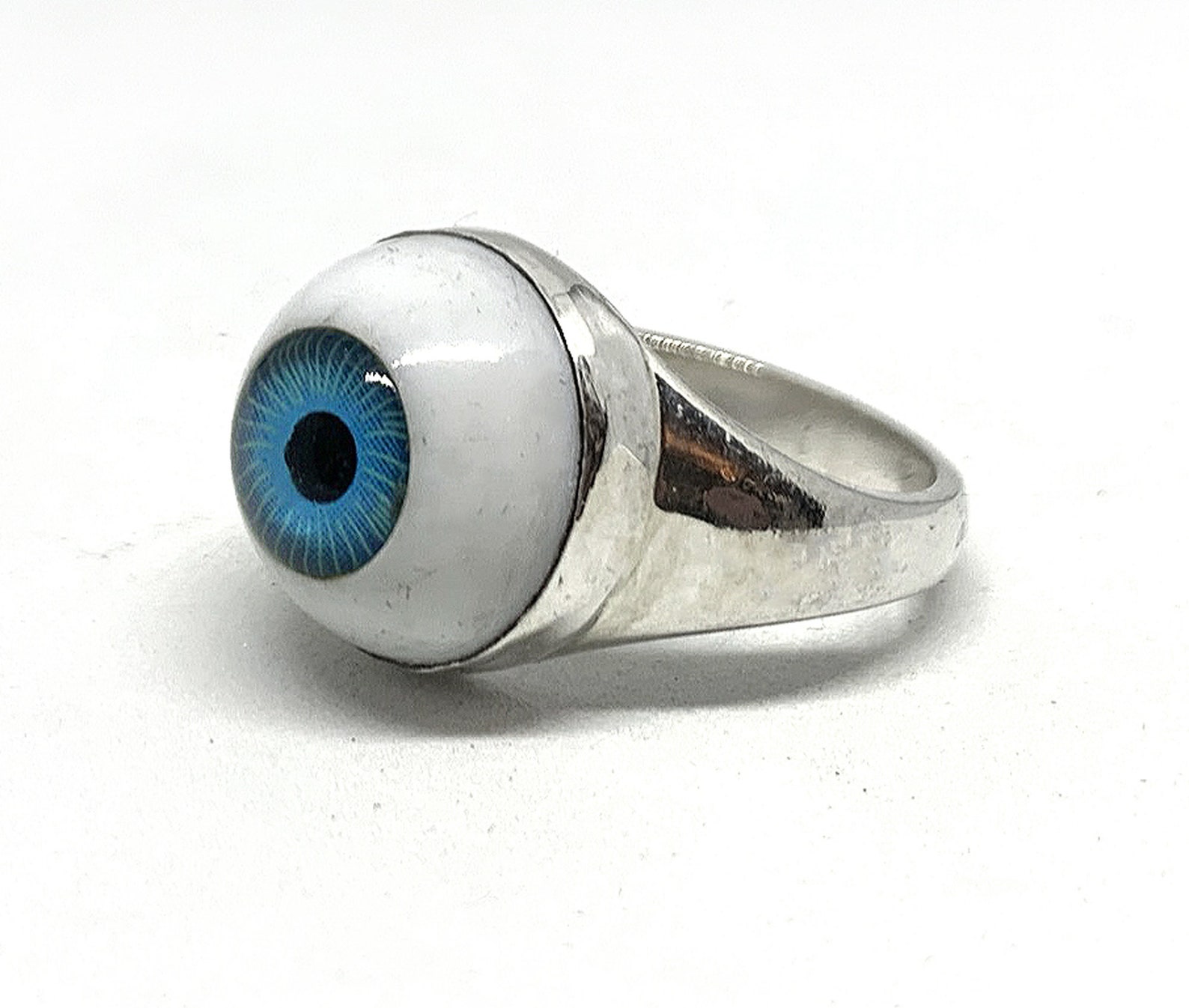 Sterling Silver Eyeball Ring Human Glass Eye Staring Blue Etsy