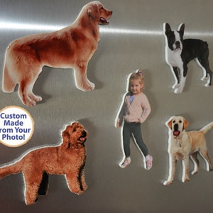 Imanes de refrigerador 3D personalizados de 4 x 6 pulgadas. Imán de refrigerador con foto de regalo. Recorte de foto de su perro, gato o niño. Recorte de cartón duro. Regalo con foto de refrigerador.