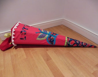 Sewn school cone, candy cone, butterfly motif