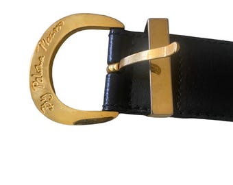 Paloma Picasso Black Leather Belt - Size Medium MD 75 - Etsy display picture 1