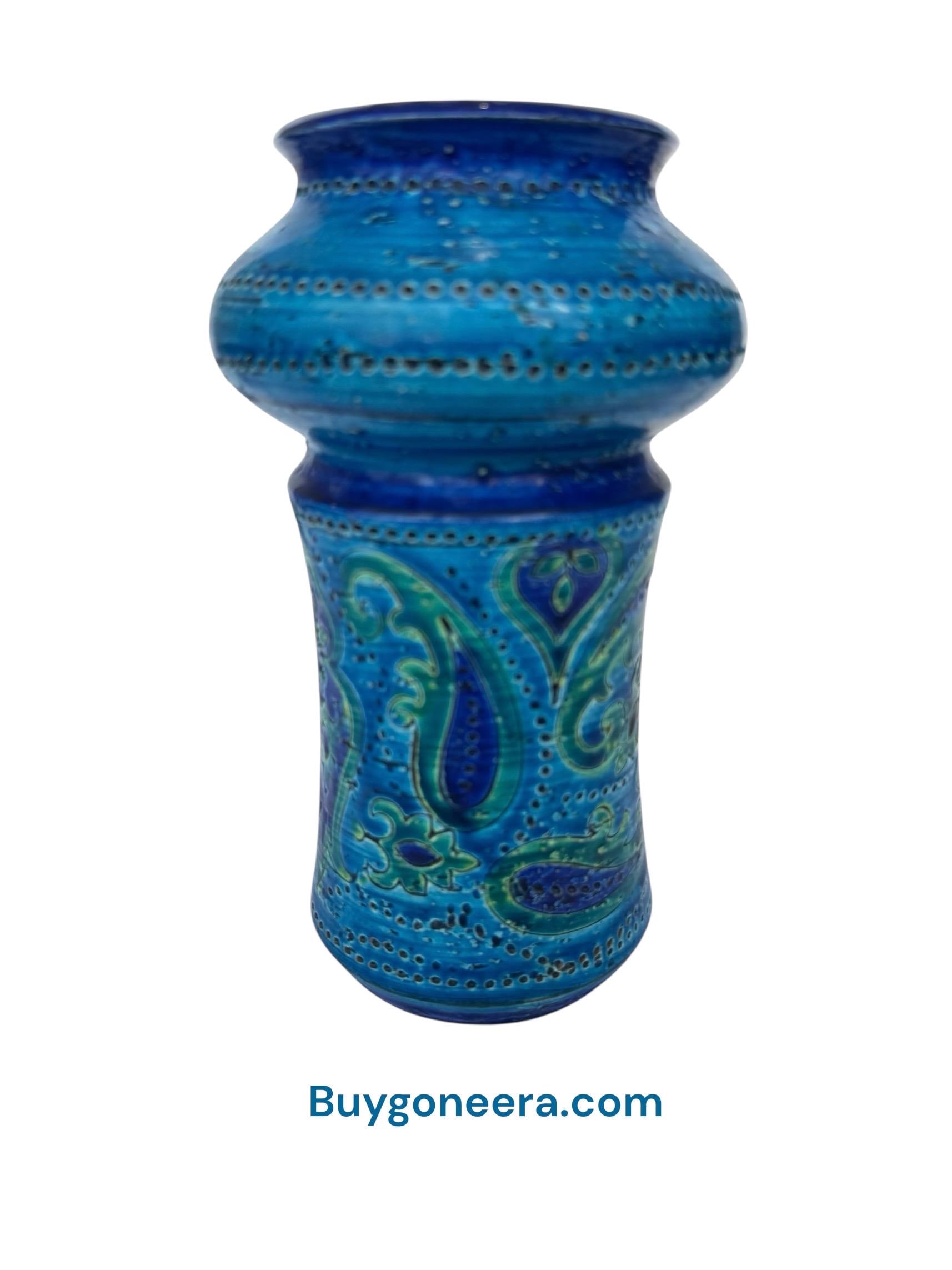 Mid Century Modern Rosenthal Netter Ceramic Vase – Blue Paisley