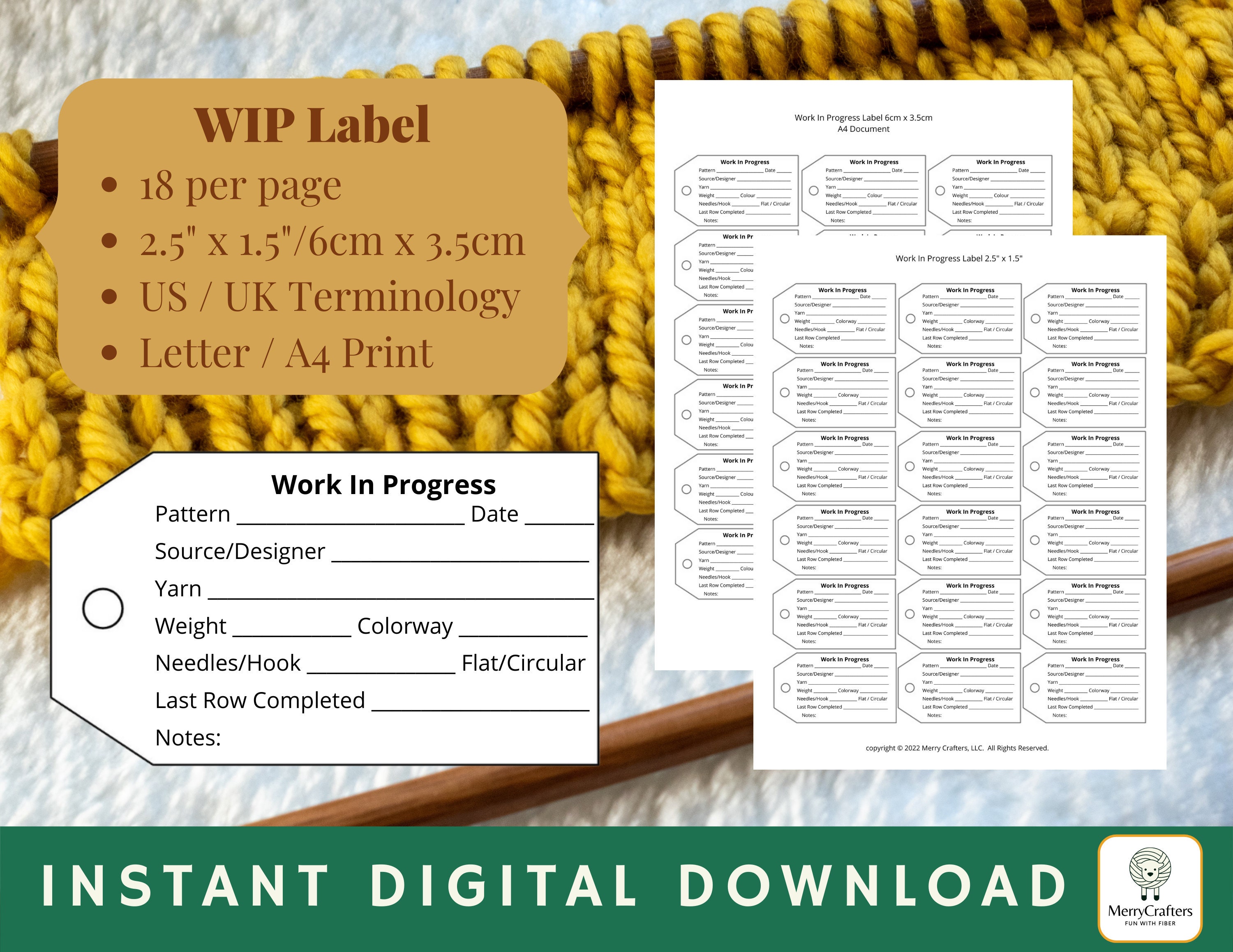 PRINTABLE WIP (work in Progress) Labels - Pattern Notes - Progress ...