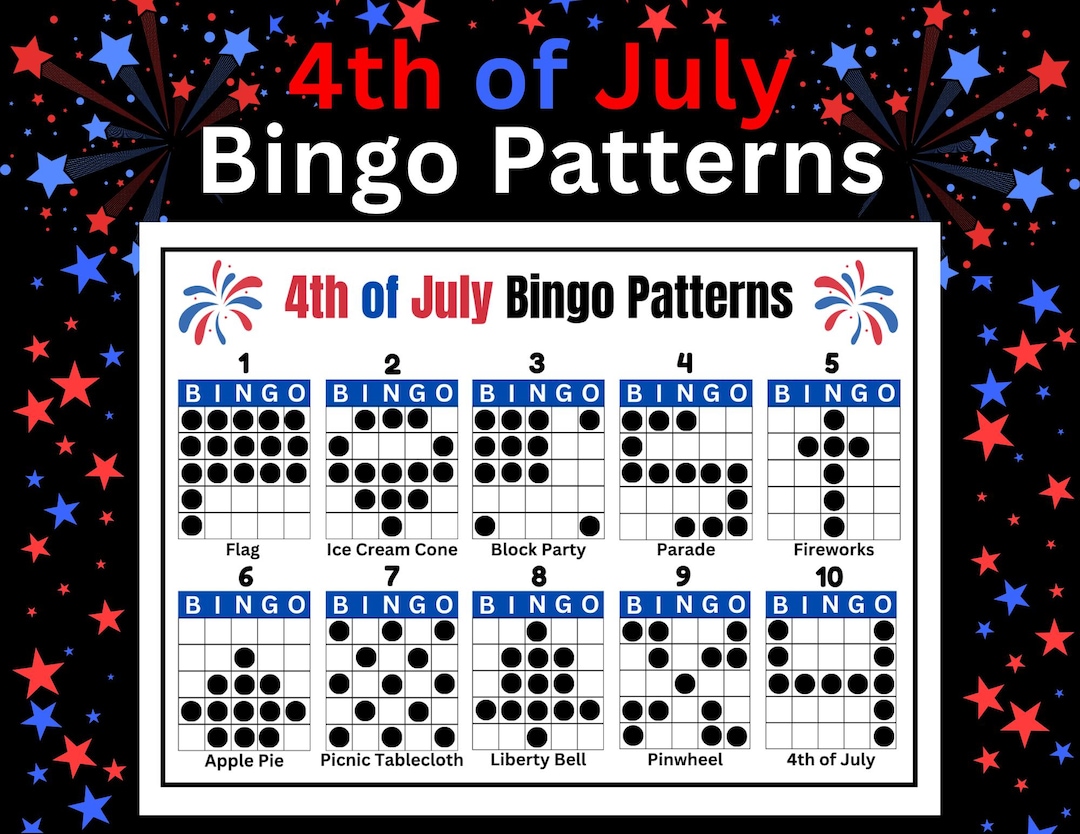 10 Patriotic Bingo Patterns | 4th of July Bingo Game Patterns | Summer ...