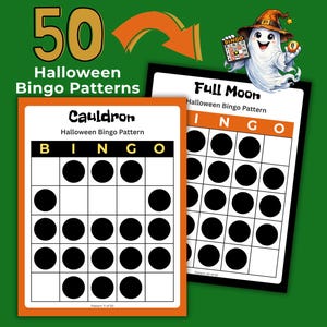 50 Halloween Bingo Patterns | 1 Pattern Per Page | Senior, Kid, Club Friendly (Digital Download)