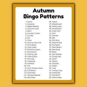 50 Autumn Bingo Patterns printable featuring 25 Thanksgiving bingo game patterns per page in a convenient digital download format.