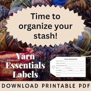 Yarn Essential Tag Labels for Handspun, Spinning, Hand Dye, Yarn Stash, Yarn Content | Record Notes | Download and Print Tags and Labels
