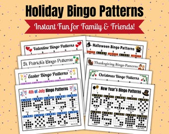 80 Holiday Bingo Game Patterns: 8 Holidays Featured, 10 Patterns Per Holiday (Digital Download)
