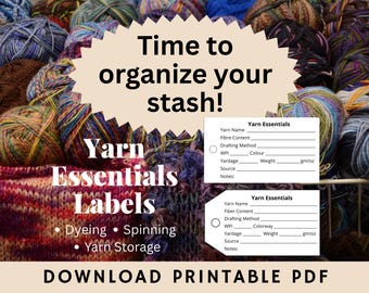 Yarn Tags & Labels, Handspun, Hand Dyed, Spinning, Yarn Stash Organizer, Yarn Storage Tags, Digital Download