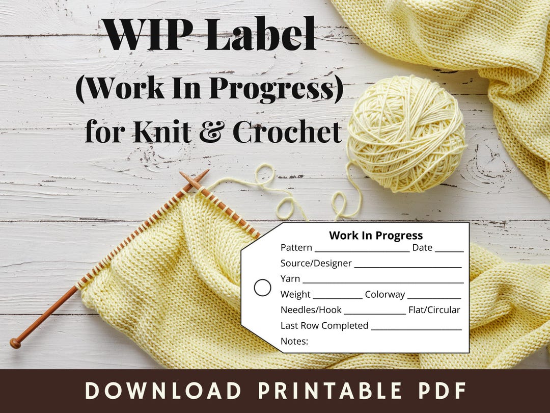 WIP Knitting/crochet Project Labels: Pattern Notes for Handmade Items ...