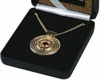 Roman Disc Enamelled Gold Plated Pendant In Gift Box - Stunning Piece