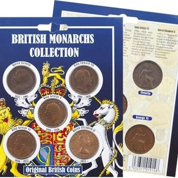 British Monarchs Collection Set Of 5 Original Coins 1895-1967