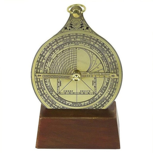 Brass Replica Astrolabe On Wooden Stand GPS Of Ancient Times New And Boxed