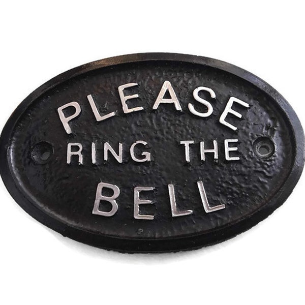 Silver Please Ring The Bell Door Plaque - 5.5" x 3.5"