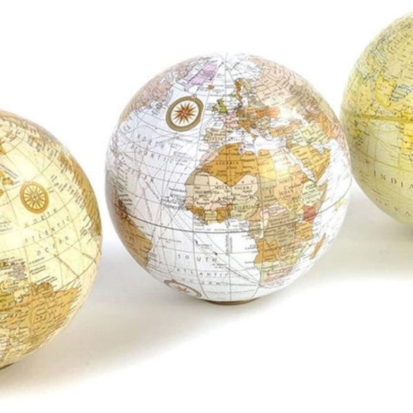 Set Of 3 World Globes Explorer With Individual Stands