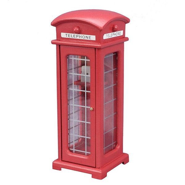 Vintage Style Red British Telephone Box 17cm x 6cm Dolls House Miniature