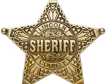 Replica American Lincoln County Sheriff Badge Made From Metal - Fancy Dress Badge