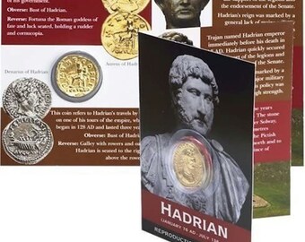 Emperor Hadrian Roman Aurius Reproduction Gold Coloured Coin Collectors