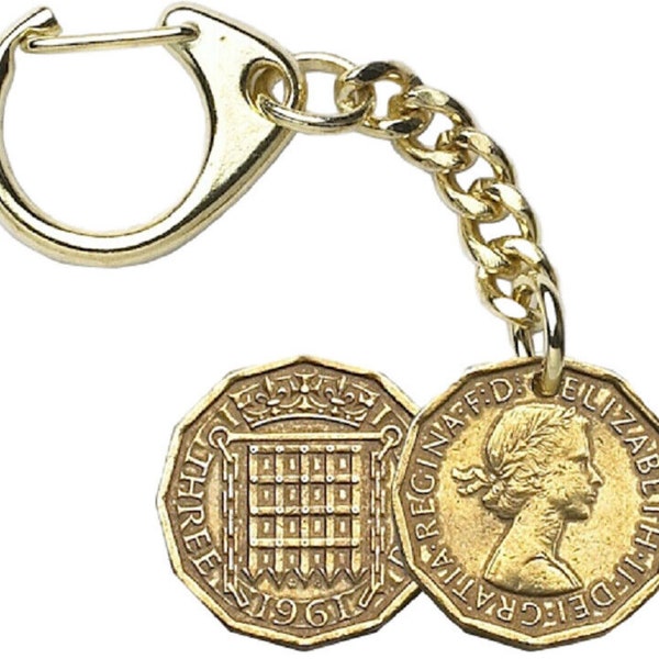 Threepence Coin Key-Ring - Queen Elizabeth II Made From UK Pewter
