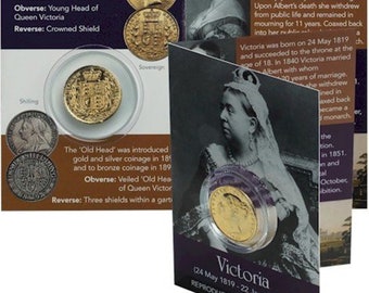 Queen Victoria Gold Plaqué Sovereign Reproduction Coin Pack