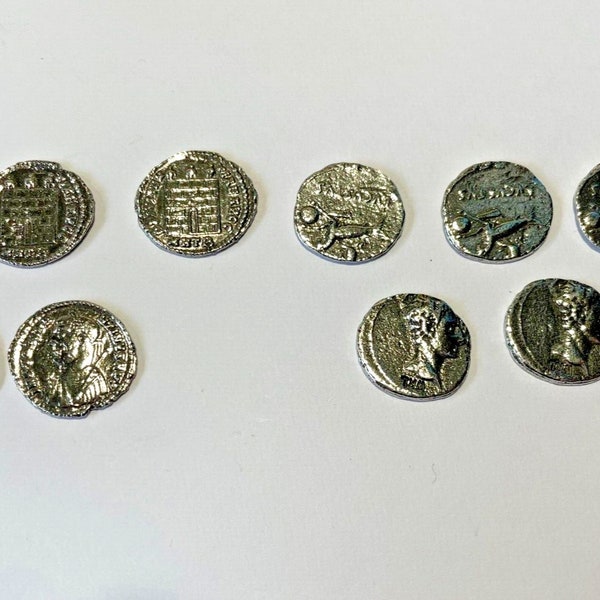 Set Of 10 Reproduction Roman Coins Follis Constantine I And Denarius Of Augustus