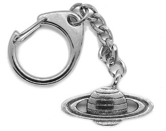 Planet Saturn Space Keyring - Quality Pewter Made In The UK