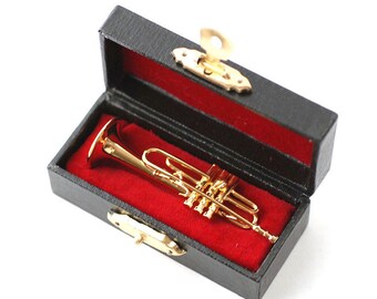Miniature Trumpet 1 12th Scale Dolls House Musical Instrument 6cm