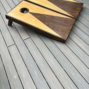 Two toned stained cornhole game  light Oak/Walnut- bean bag toss - wedding / party game