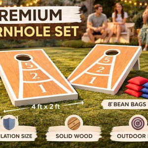 Solid Wood Tournament professional  Cornhole Boards – Regulation Size Outdoor Lawn Game