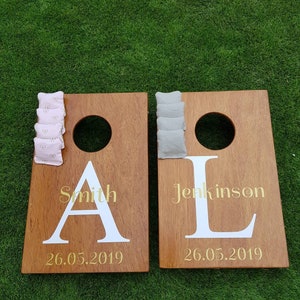 Mini Personalised bean bag toss game - cornhole - garden game