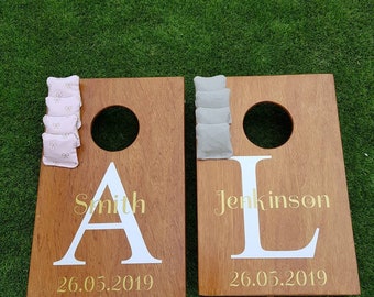 Mini Personalised bean bag toss game - cornhole - garden game