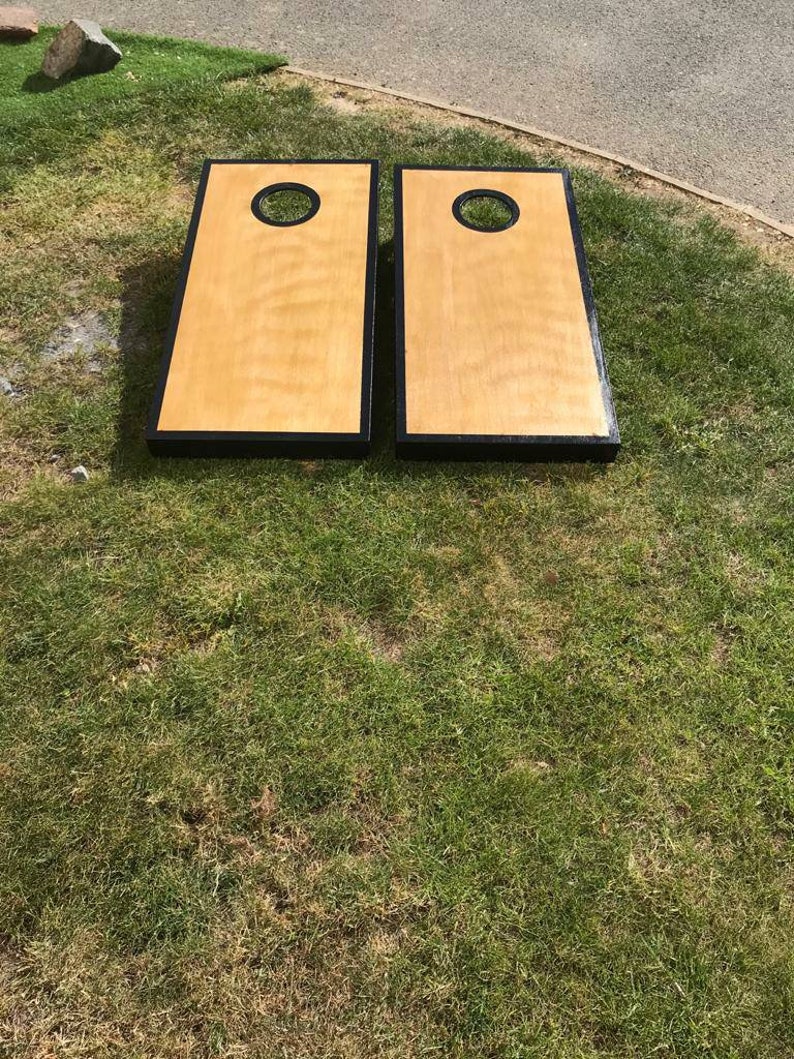Stained cornhole boards and bags 36 x 18 Lawn game Garden Game Light oak