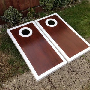 Stained cornhole boards and bags 36 x 18 Lawn game Garden Game Teak