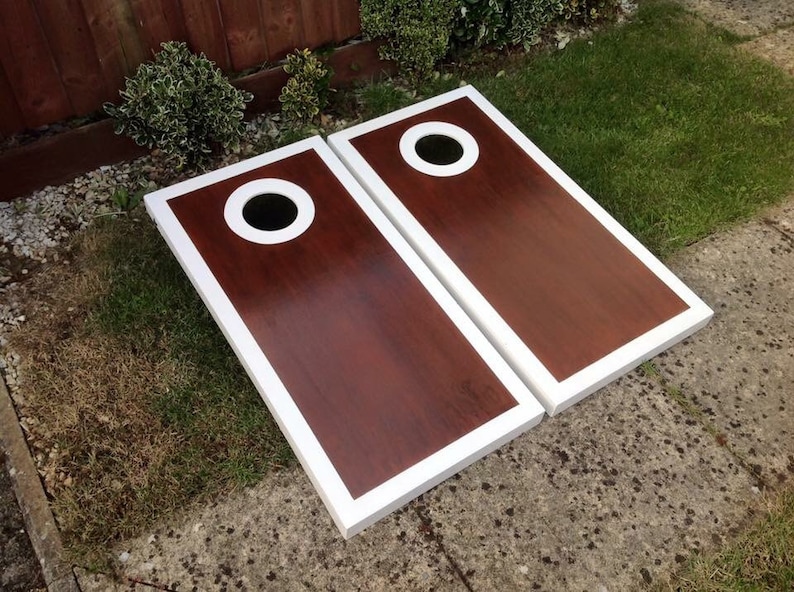 Stained cornhole boards and bags 36 x 18 Lawn game Garden Game Teak