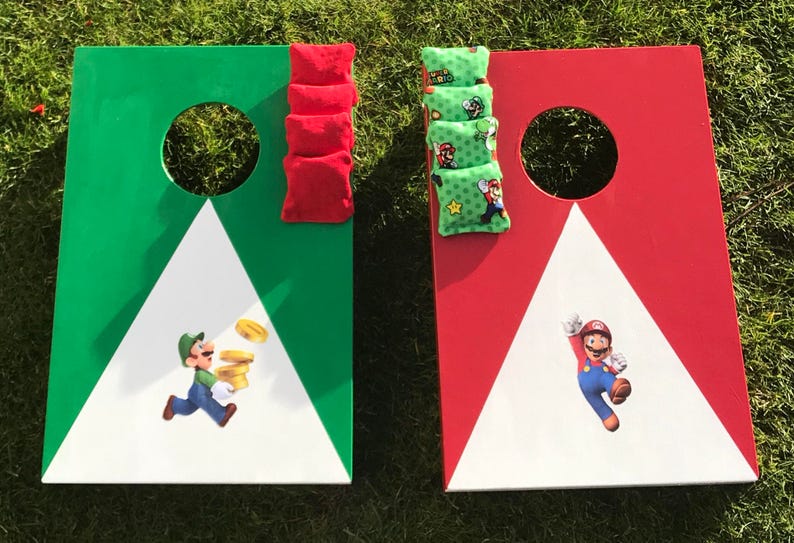 Mario Vs Luigi Beanbag Toss Game Also Known as Cornhole Etsy Canada