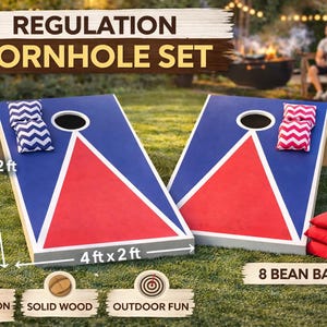 Regulation Cornhole Set | 4ft x 2ft Tournament Boards, 8 Bean Bags, Outdoor Lawn Game