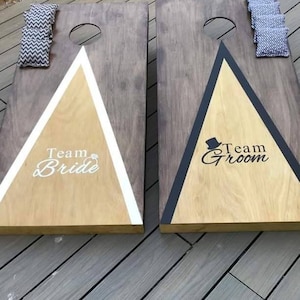 Two toned Stained. Wedding garden game - cornhole - bean bag toss (Photo is medium size)