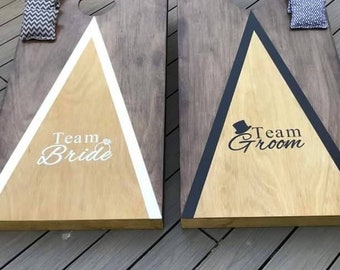 Two toned Stained. Wedding garden game - cornhole - bean bag toss (Photo is medium size)