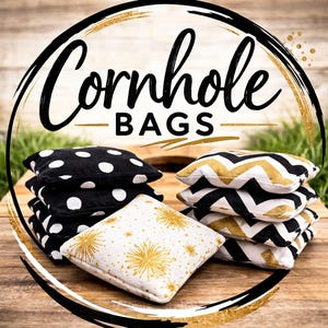 Set of 8 Handmade Cornhole Bags | Regulation Size Throwing Bags (UK)