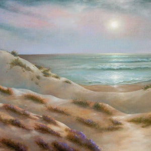 Seascape prints and Giclee’s .full moon seascape. Beach Decor-Giclee Print-&#39;Full Moon Over Pacifica&#39;