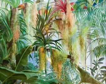 The Glass House Of Flowers'    original Botanical Oil Painting Print - Home Decor -  Francisco Conservatory