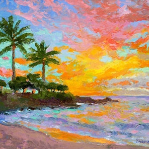 Sunset in Waimea - Sunset.Hawaiian Seascape. Ocean oil painting Shane’Mann.com