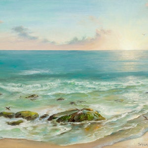 Seascape Oil Painting “Ebb Tide” , Santa Cruz Coastal Scene