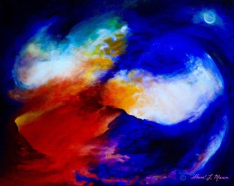 Abstract Space Oil Painting Art Print, 'Angels Of The Universe'