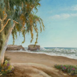 Natural Bridges Seascape Oil Painting, Santa Cruz Coastal Art Titled, “ A Butterfly’s Journey”