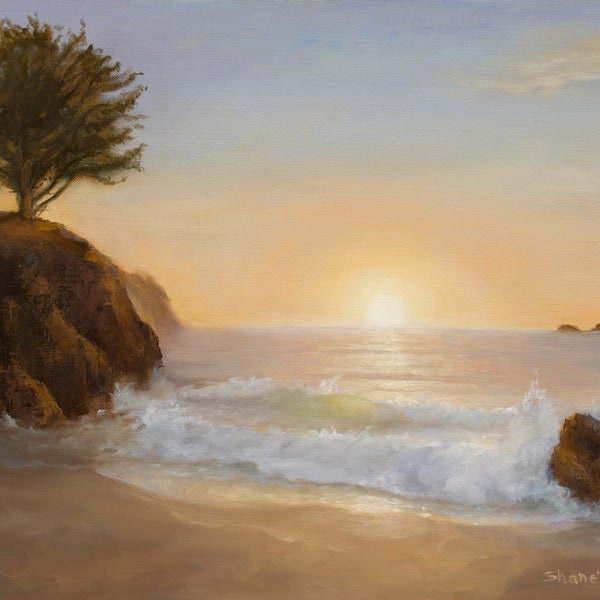 AUGUST SUNSET - Santa Cruz Original. Seascapes. West Cliff. Natural Bridges.